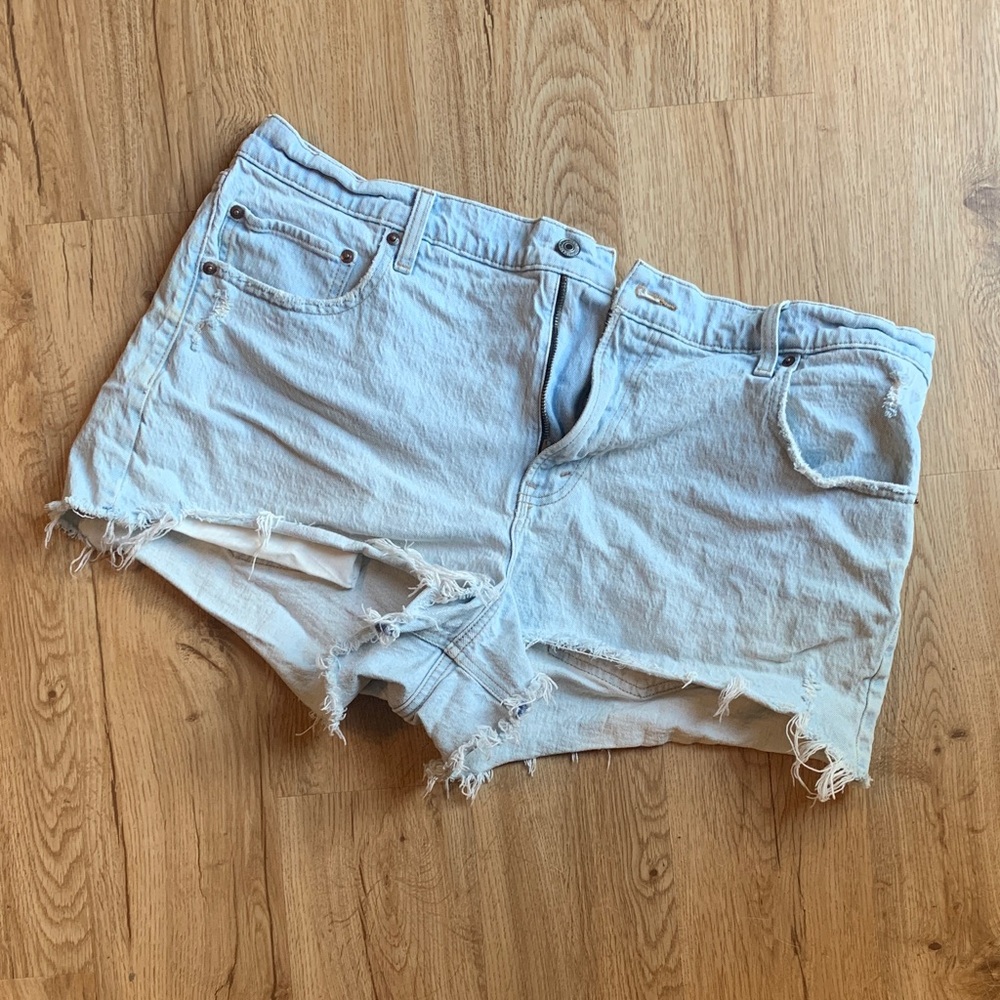 Abercrombie & Fitch Frayed Light Blue Jean Shorts